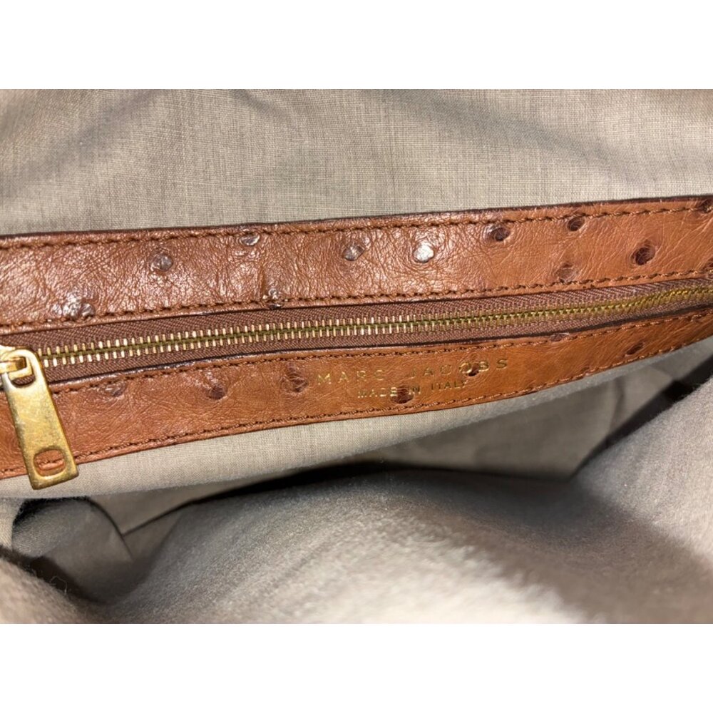 * VTG Marc Jacobs Coated Canvas Ostrich Stam Hobo Bag Purse Green Medium Size #i - Picture 11 of 13